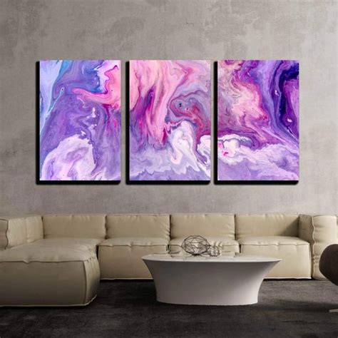 Wall26 3 Piece Canvas Wall Art Abstract Purple Paint