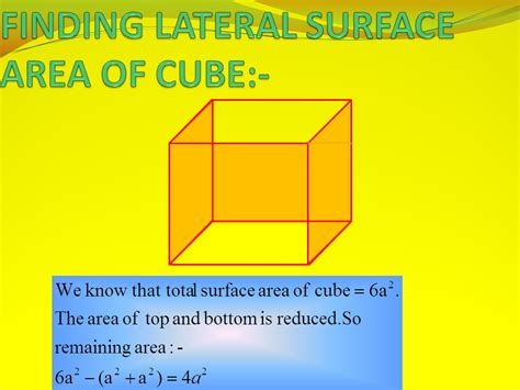 Surface area of a cube. Surface Area and Volume - Presentation Mathematics