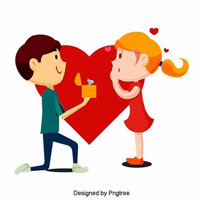 Couple Cartoon Clipart Clip Lovers Transparent Valentines