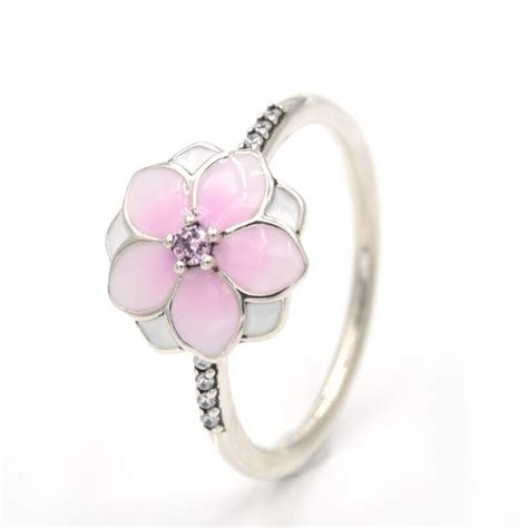 2017 Spring New Sterling Silver Jewelry Magnolia Bloom 925 Rings Pale