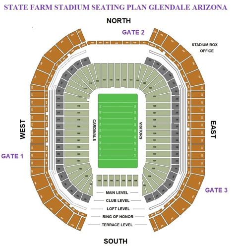 State Farm Stadium Seating Map Ticket Price Booking Parking Map