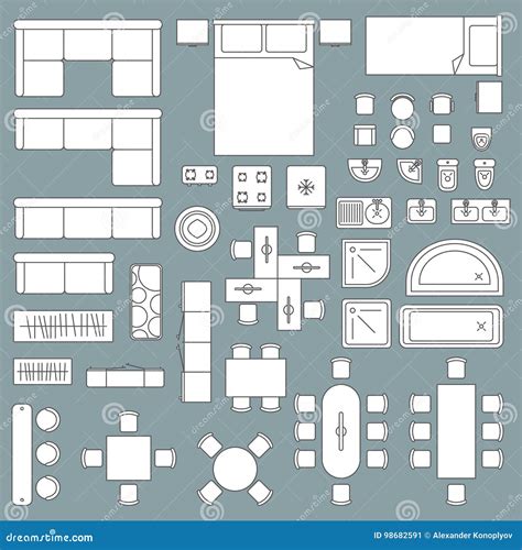 Architecture Plan With Furniture House Floor Plan Vector Illustration
