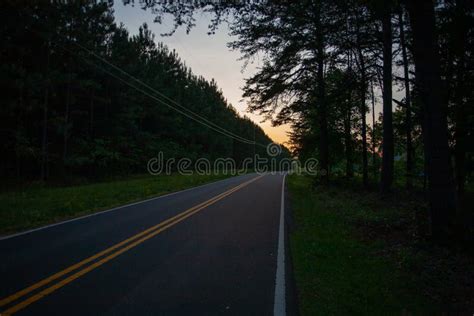 Long Country Road At Sunset Stock Image Image Of Trees Environment