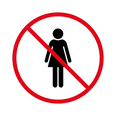 Restricted Female Entry Red Stop Circle Symbol Not Woman Ban Black