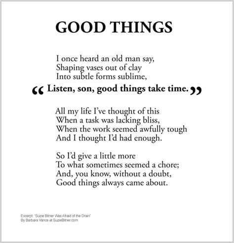 ‘good Things Poem Barbara Vance Official Website Storytelling