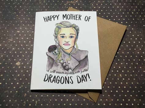 Happy Mother Of Dragons Day Daenerys Card Unique Mothers Etsy Uk