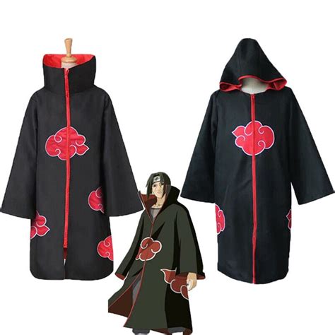 Buy Blood Red Naruto AKATSUKI ROBE Cloak Uchiha Itachi Cosplay Costumes Claok Capes Online At
