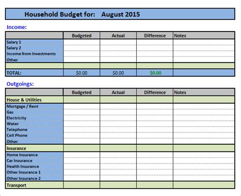 11 Household Budget Samples Sample Templates