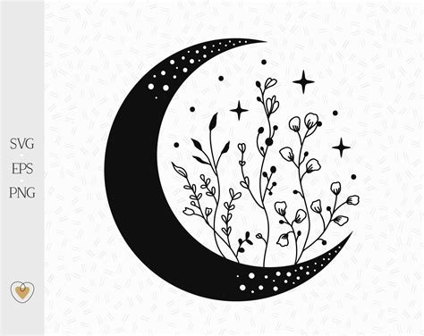 Moon Phases Svg For Cricut Boho Floral Cat Silhouette Svg Celestial Cat