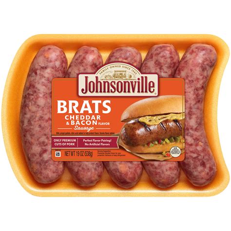 Johnsonville Brats Cheddar And Bacon Pork Bratwurst Links 19 Oz 5 Count