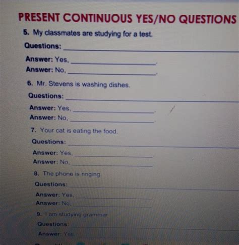 PRESENT CONTINUOUS YES NO QUESTIONS Brainly Lat