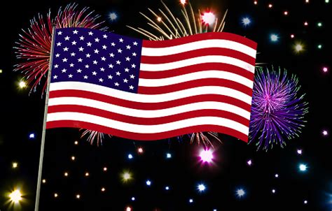 Fireworks american flag flags dimensions: American Flag Waving For A National Holiday With Fireworks Stock Illustration - Download Image ...