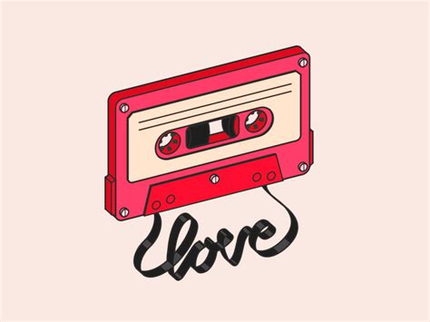 Illustration, minimalism, text, logo, cassette, audio, brand, rectangle, design, screenshot, font. Music is Love | Animation design, Animated icons, Motion ...