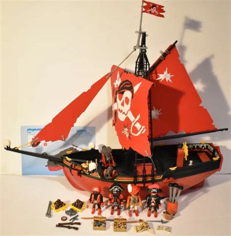 PLAYMOBIL RED Corsair Pirate Ship Complete Skull Pirate Ship PicClick
