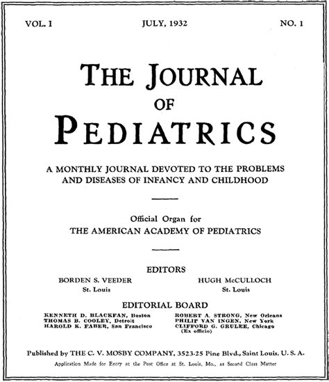 The Journal Of Pediatrics Turns 90 A Perspective On Progress