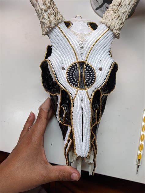My Creative Process Unique Beaded Deer Skull Art — Lys Santamaria