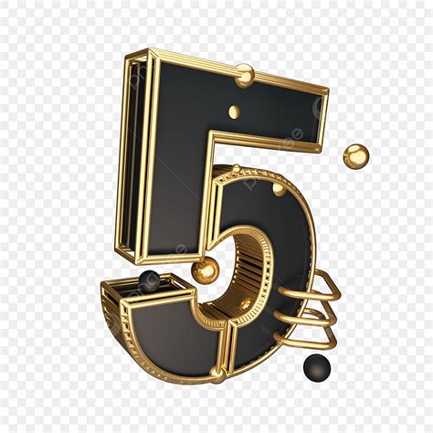 Gold Number 5 Png Picture C4d Black Gold Wind Cool Countdown Number 5