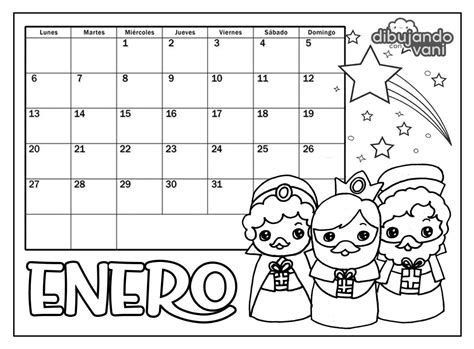 Enero Para Imprimir Y Colorear Calendario Dibujando Con Vani