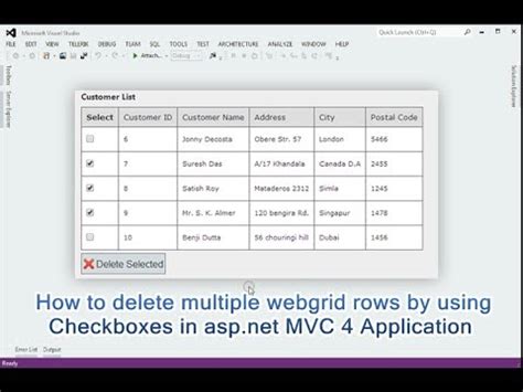 How To Delete Multiple Webgrid Rows By Using Checkboxes In Asp Net MVC
