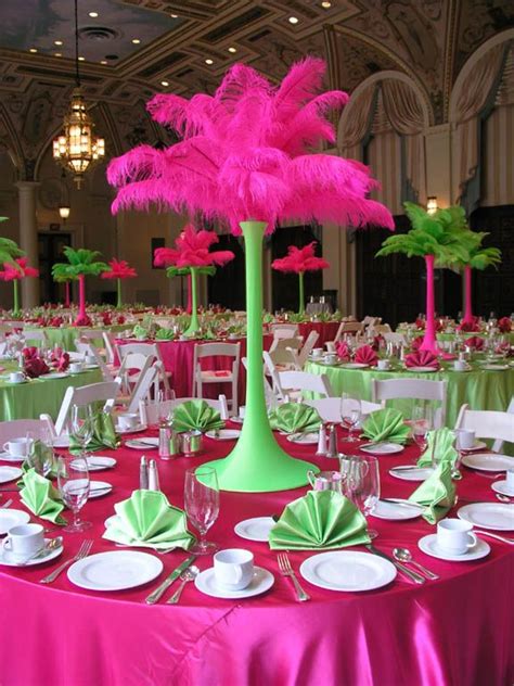 All flowers can be used as decoration and placed on grass. Feather Stand Hot Pink Lime Green | PARTY Decorating Ideas ...