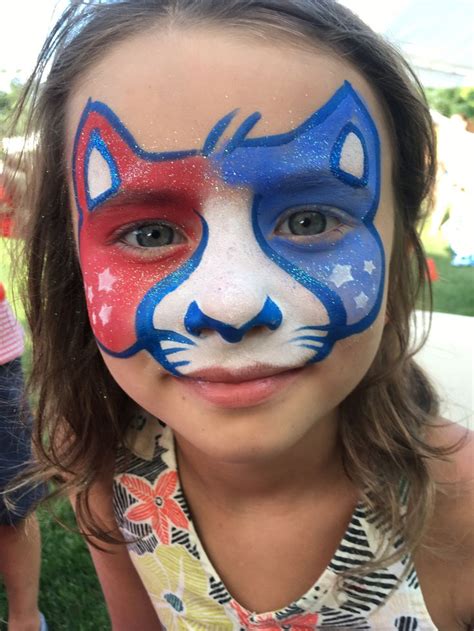 Patriotic Kitty Blue Face Paint Face Painting Face Painting Designs