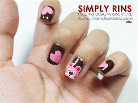 Nail Art Tutorial Bear Of Pink And Blue Simply Rins Valentines