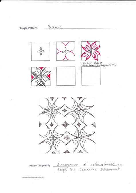 Free 17 page pdf zentangle step by step patterns to get you started. pattern Sowa | Zentangle patterns, Tangle patterns, Zentangle