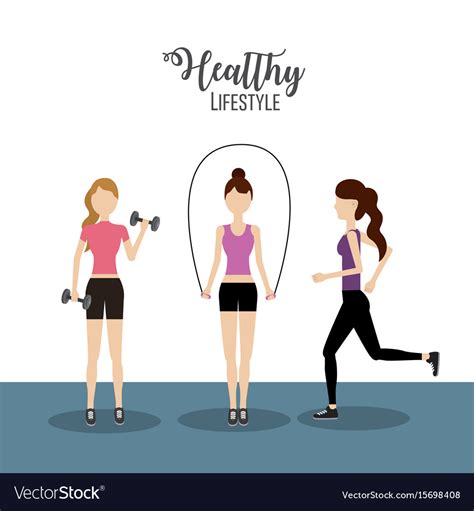 Women Doing Exercise To Healthy Lifestyle Vector Image