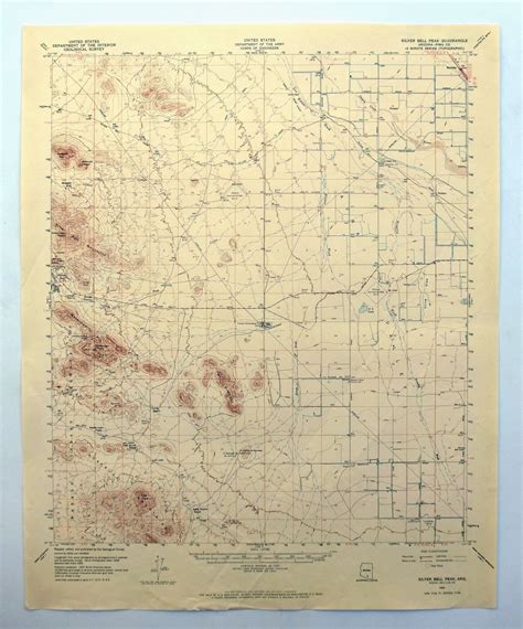 Silver Bell Peak Arizona Vintage Usgs Topo Map 1959 Avra Valley Ragged