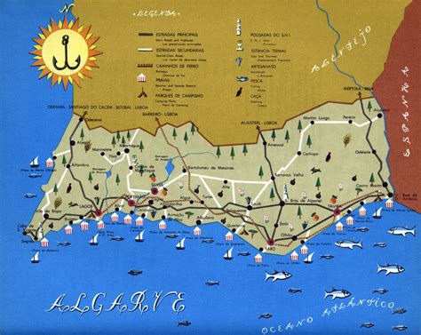 Large Detailed Tourist Map Of Algarve Algarve Portugal Europe