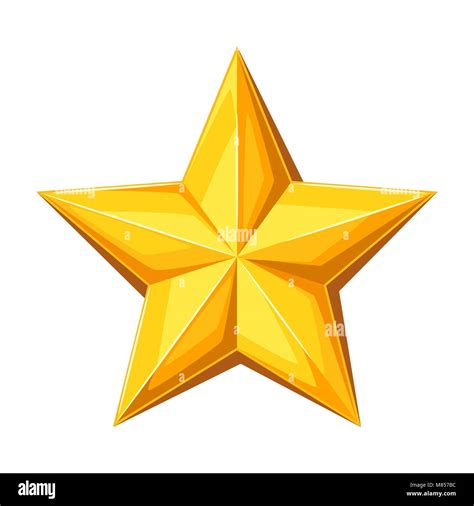 Realistic Gold Star Illustration On White Background Stock Vector