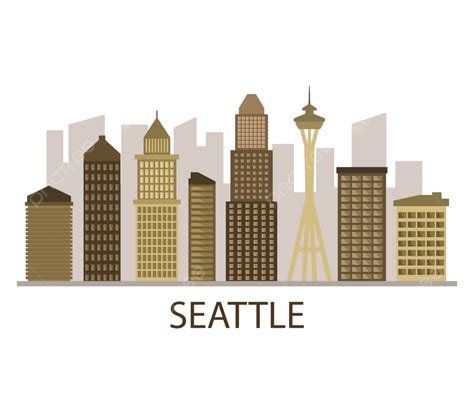Seattle Skyline Building Outline Cityscape Vector Building Outline