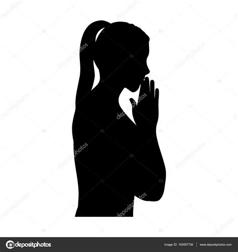 Vector Mujer Orando Negro Silueta De Medio Cuerpo Mujer Orando