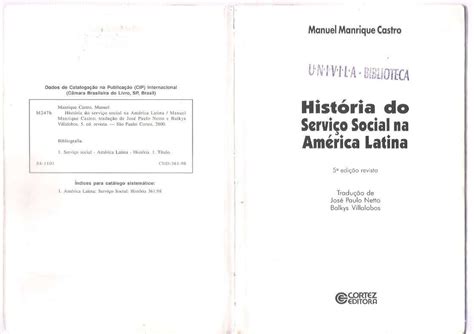 História do Serviço Social na América Latina Manuel Manrique Serviço