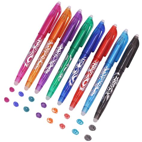 2 Pcs 8 Colors Available Color Ink Bullet Tip 05mm Erasable Ballpoint
