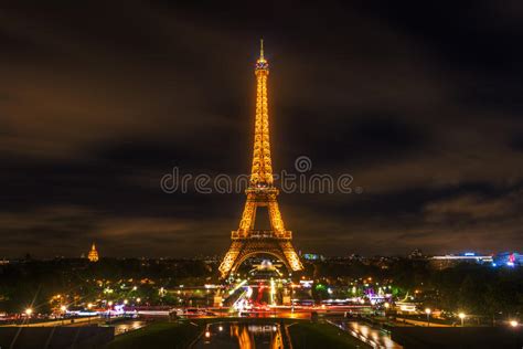 Eiffel Tower In Paris With Light Performance Show At Night Editorial