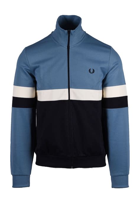 Fred Perry Panelled Track Jacket Ash Blue J3525 Michael Stewart