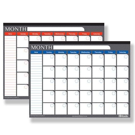 Bazic Desk Pad Calendar Undated 12 Months 17 X 22 Customize Large