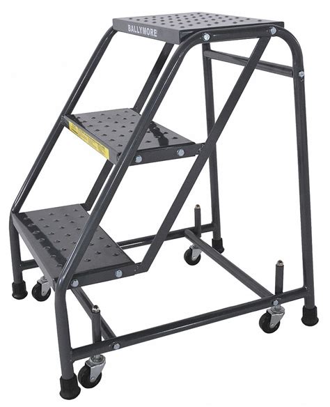 Ballymore 3 Step Rolling Ladder Perforated Step Tread 28 12 In