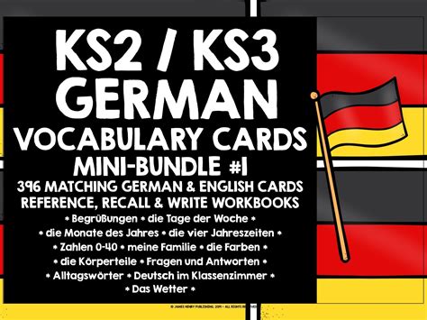 German Vocabulary Cards Bundle 1 Teaching Resources