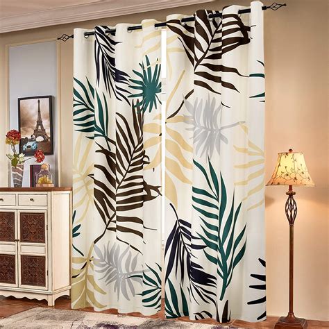 Tropical Leaf Curtains Living Room Darkening Drapes 1 Set Of 2 Panels