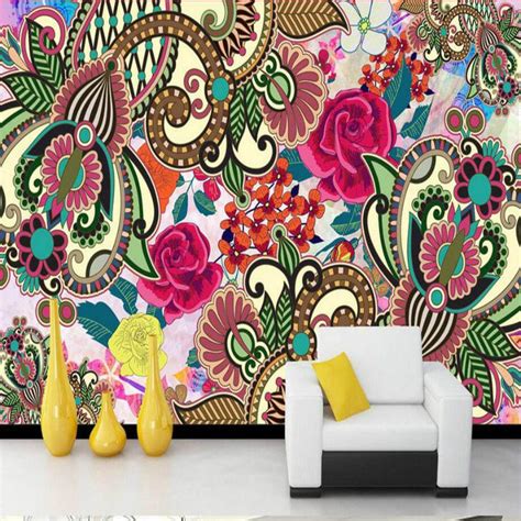 Bohemian Flower Art 3d Wallpaper For Walls 3d Decorative Wall Paper