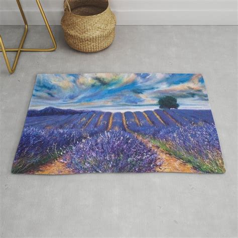 Fields Of Lavender Landscape Painting By Vincent Van Gogh Rug By