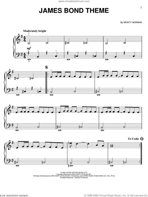 James Bond Theme Easy Sheet Music For Piano Solo Pdf