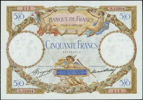 France 50 Francs Banknote 1933 Luc Olivier Mersonworld Banknotes