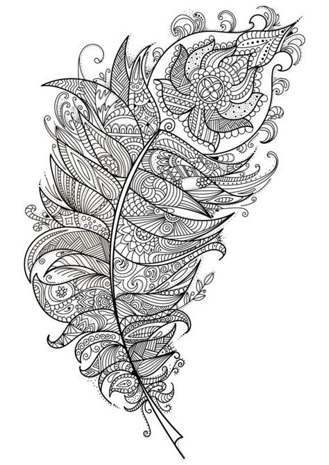 Feather Beautiful Intricate Adult Coloring Page Coloring Pages