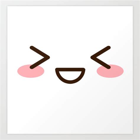 Cute Anime Japanese Emojiemoticon Excited Face Art Print By Poserboy
