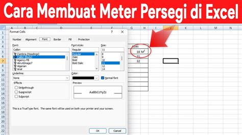 Cara Membuat Meter Persegi Di Excel Youtube