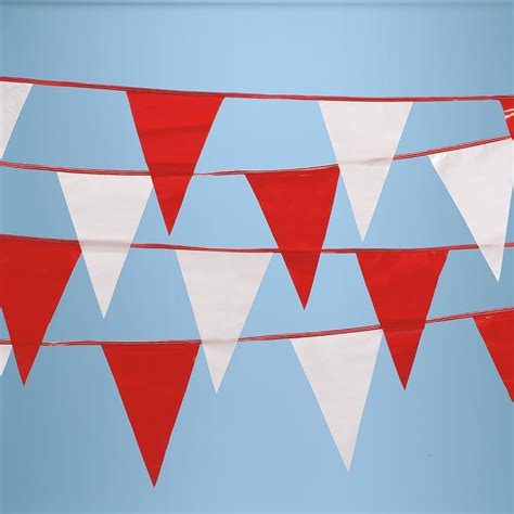 Red And White Pennant String Flags