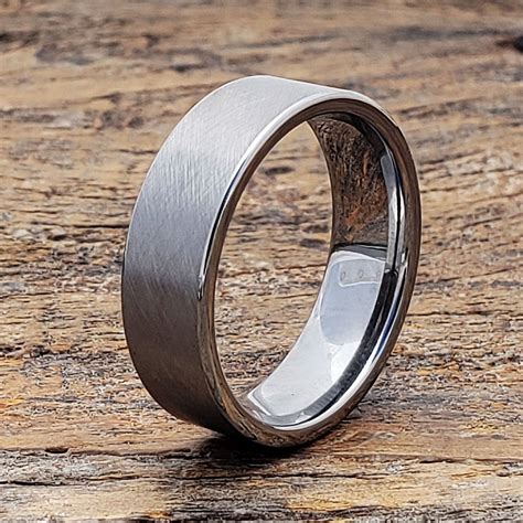 Matte Tungsten Ring Unique Tungsten Band Cross Brushed Ring Mens